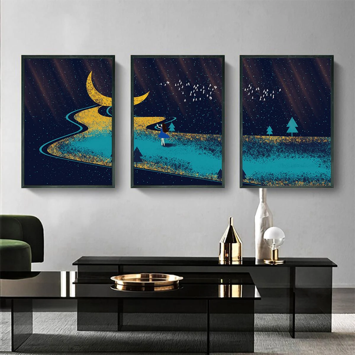 set of 3 big size wall frames for living room and office price in Pakistan