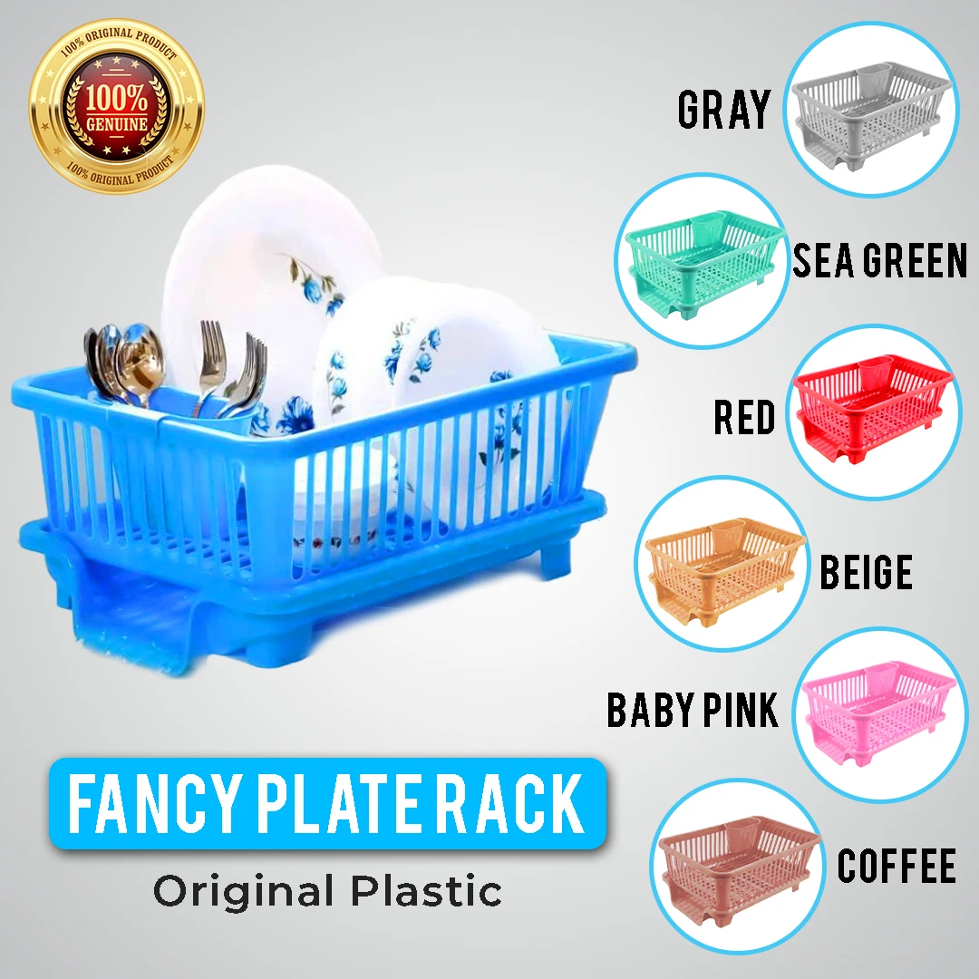 3 in 1 Plate Rack badge Fancy Large Durable Plastic Kitchen price in Pakistan