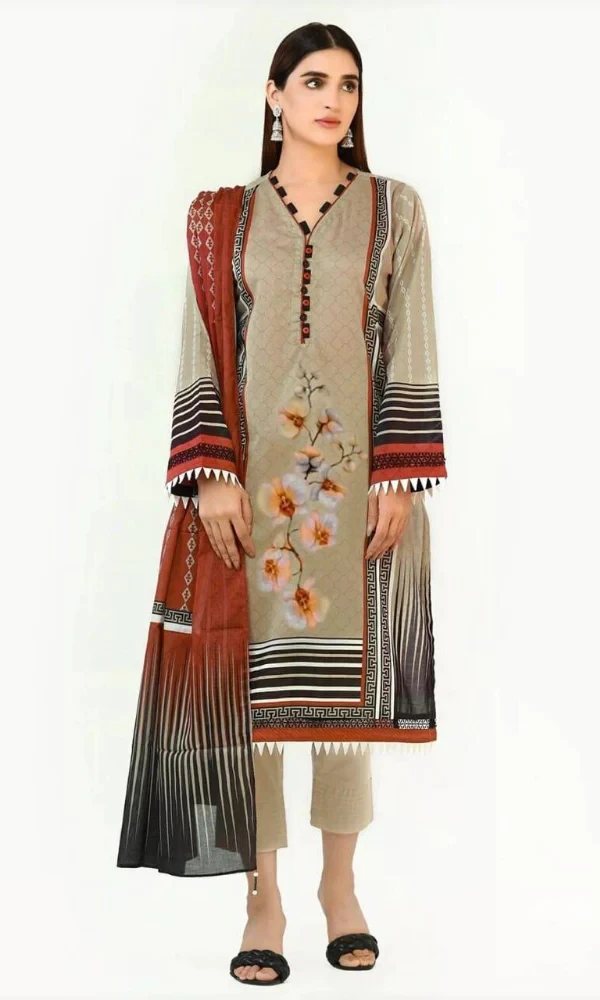 Crimson- 3PC Lawn Embroidered Shirt with Embroidered Dupatta price in Pakistan