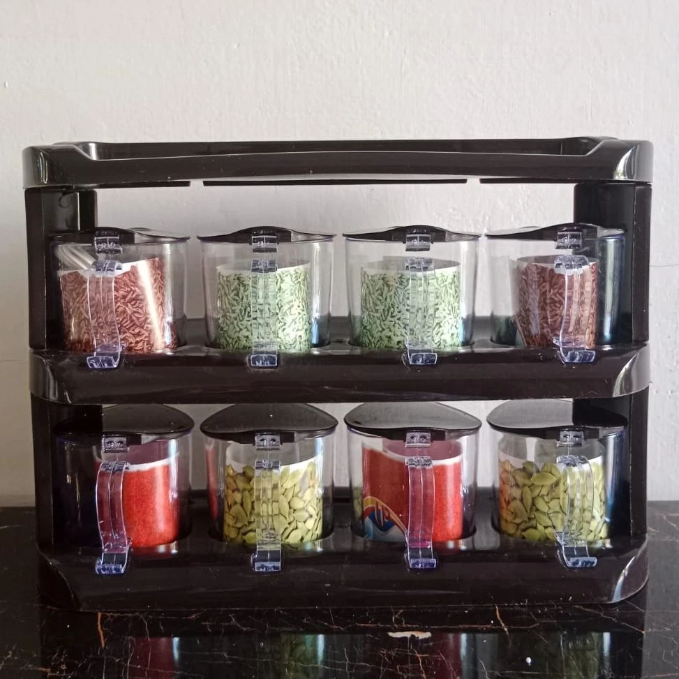 Mighty CROWN Spices Storage Organizer Masala Rack (12 in 1) With Spoons (colour Dark Brown) price in Pakistan