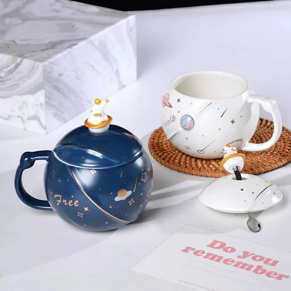 400ML Creative Cute Space Solar System Ceramics Coffee Mug DoubleGlass Cartoon Milk Glass Boy Gift Cup Christmas gift price in Pakistan