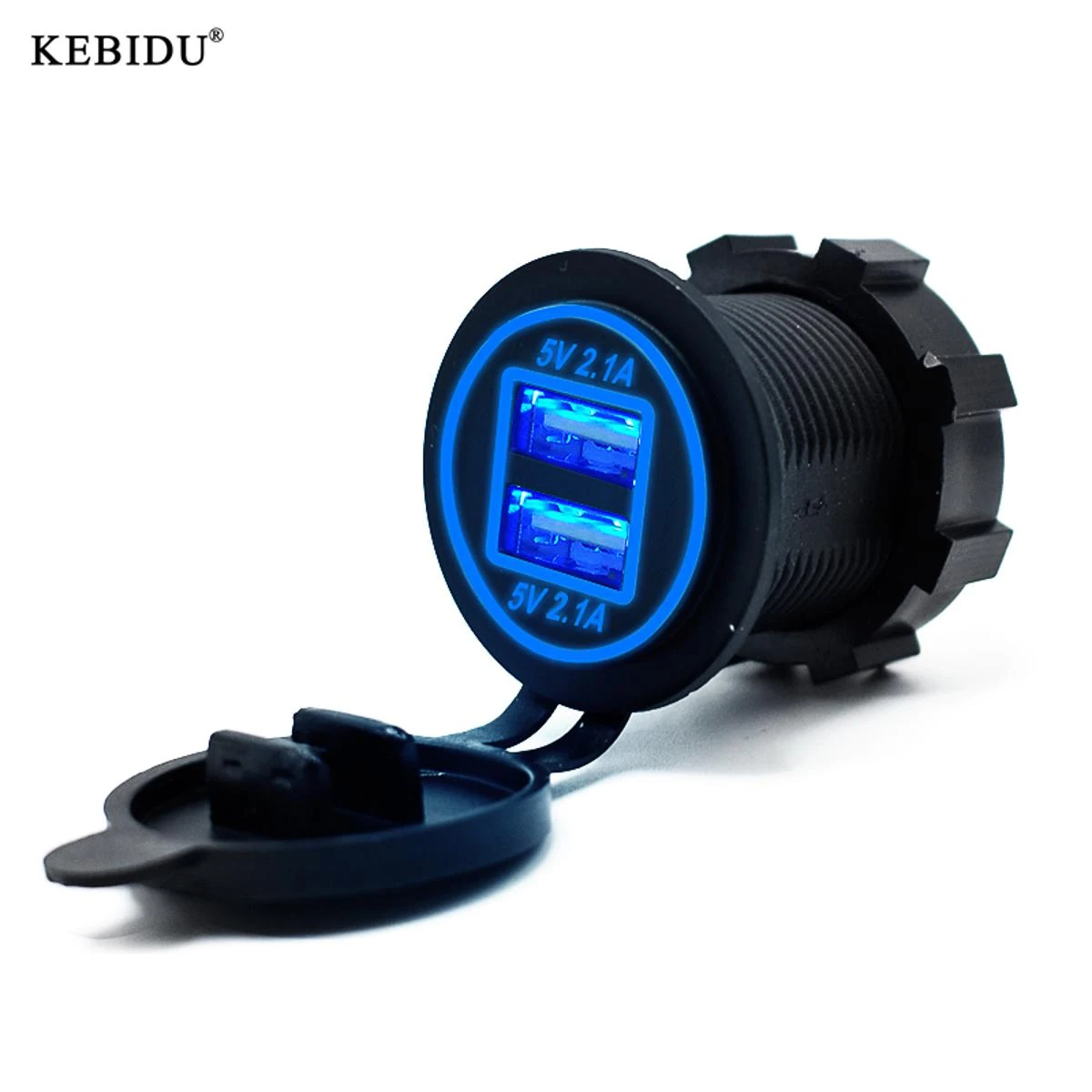 Car Power Socket Splitter Waterproof 5V 4.2A Dual USB Car Charger with Circle Blue LED Light Power Indicator for 12V price in Pakistan