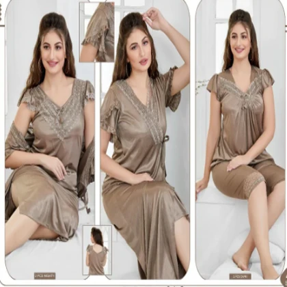 Tee Dot 4-pieces Bridal Nightwear For Girls & Women – Cocoa price in Pakistan