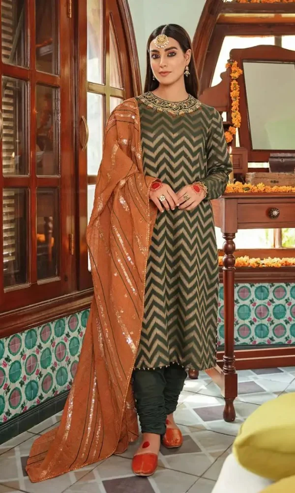 Maria B. – 3PC Dhanak Heavy Embroidered Shirt With Dhanak Embroidered Dupatta2 price in Pakistan