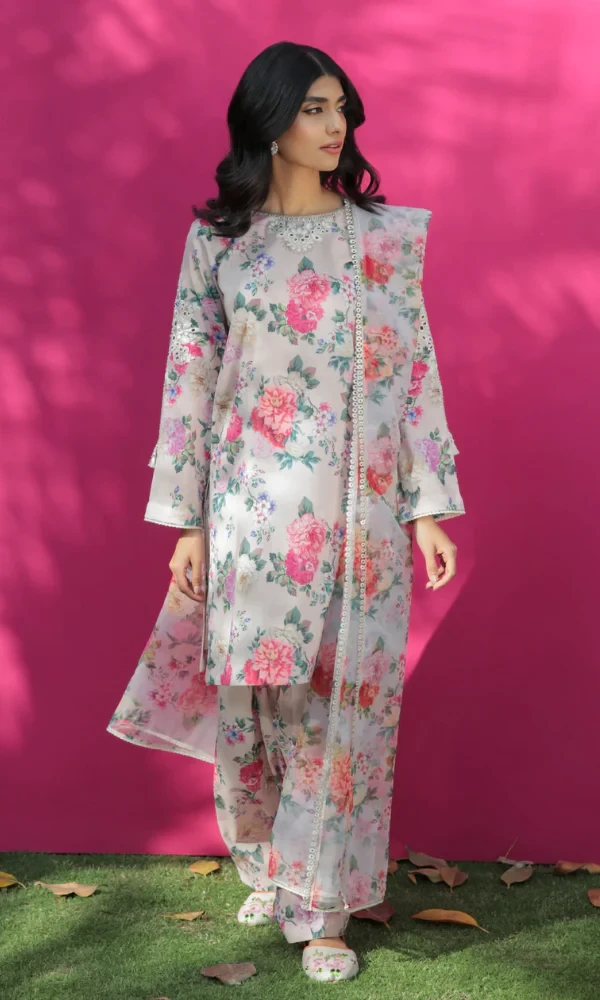 Baroque – 3PC Lawn Printed Shirt With Organza Printed Dupatta price in Pakistan