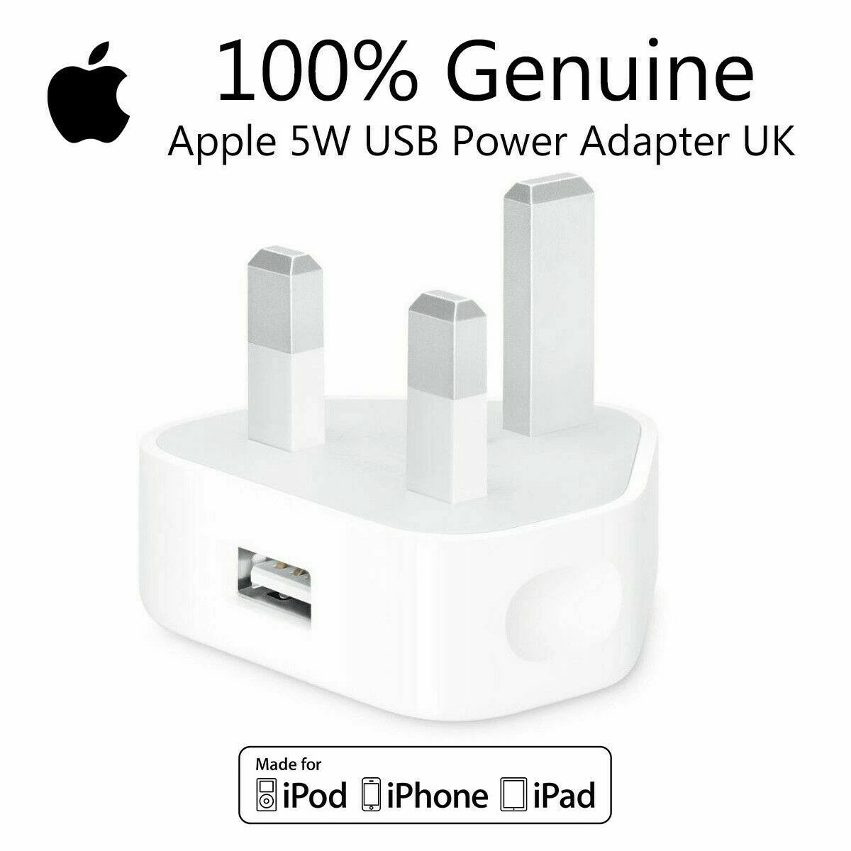 Apple iPhone Charging Adapter For iPhones, 5 Watt UK Pin for iPhone 7,8, Plus & X, X Max price in Pakistan