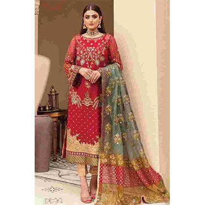 3PC Lawn Neckline Embroidered Shirt With Embroidered Organza Dupatta -BFFC791 (B) price in Pakistan