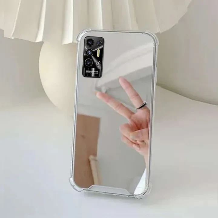 Back Cover for Tecno Pova Neo 2 Luxury Silver Mirror Stylish price in Pakistan