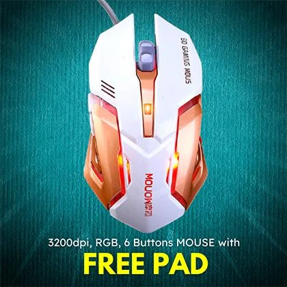 Gaming Mouse RGB side buttons – Optical gaming mouse with 6 buttons, 7 RGB lights for pc pubg dota 2 fortnite free fire price in Pakistan