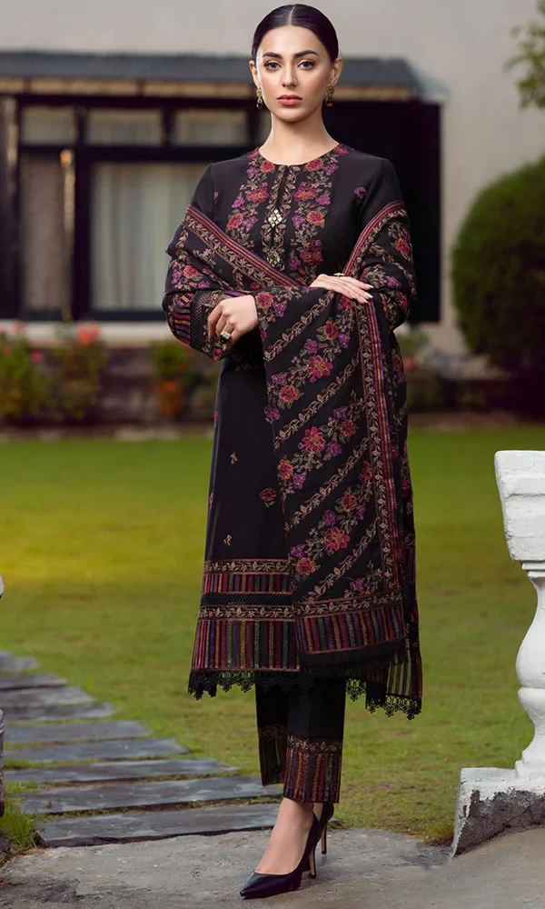 Bareeze – 3PC Dhanak Heavy Embroidered Shirt With Dhanak Embroidered Shawl price in Pakistan