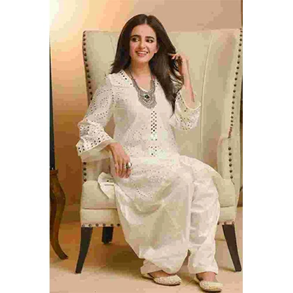 CHICKEN KARI 3PC Heavy Embroidered Shirt With Embroidered Bamber Chiffon Dupatta – BFAD834 (B) price in Pakistan
