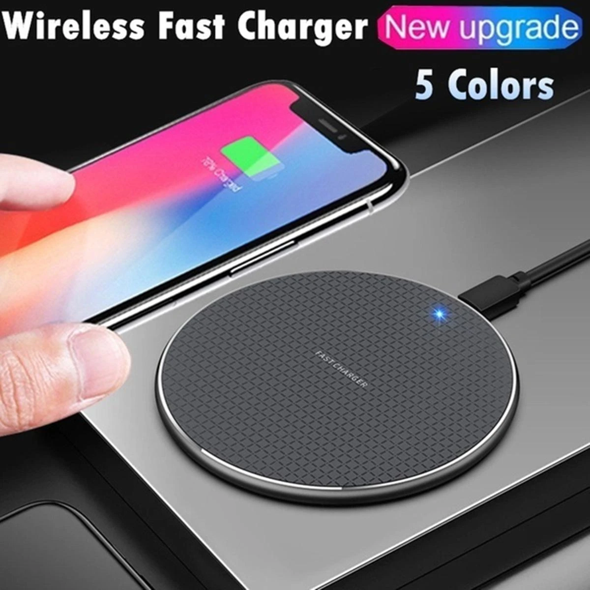 Universal Desktop Wireless Mobile Phone Charger Round Aluminum Alloy Ultra-thin Charging Dock Station for iPhone price in Pakistan