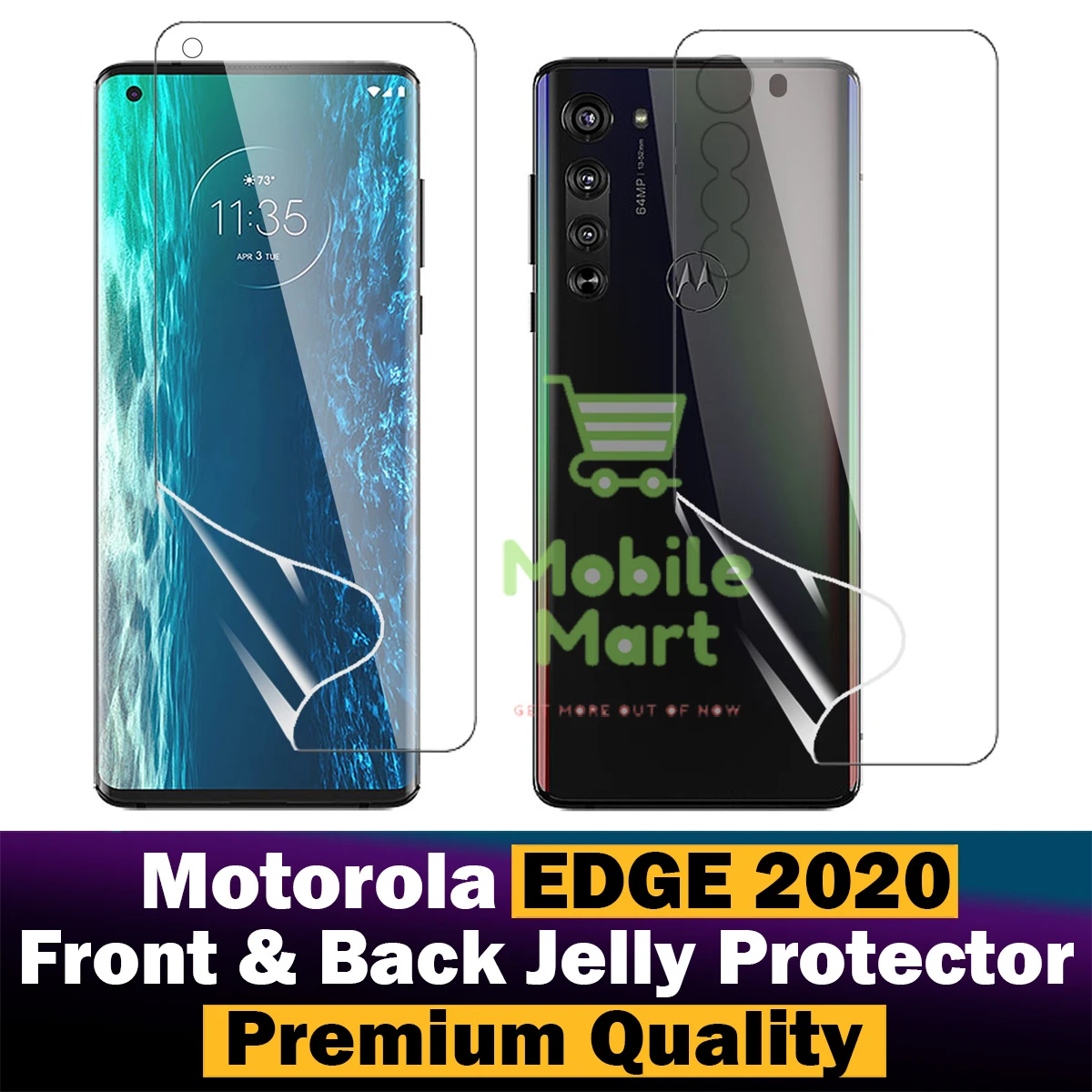 Motorola Edge 2020 Front & Back Protector Transparent Hydrogel Soft Film jell Protection For Motorola Edge 2020 price in Pakistan