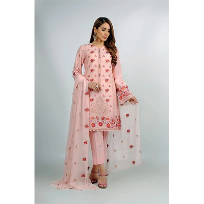 3PC Lawn Embroidered Shirt Daman with Embroidered Bamber Chiffon Dupatta (D) price in Pakistan