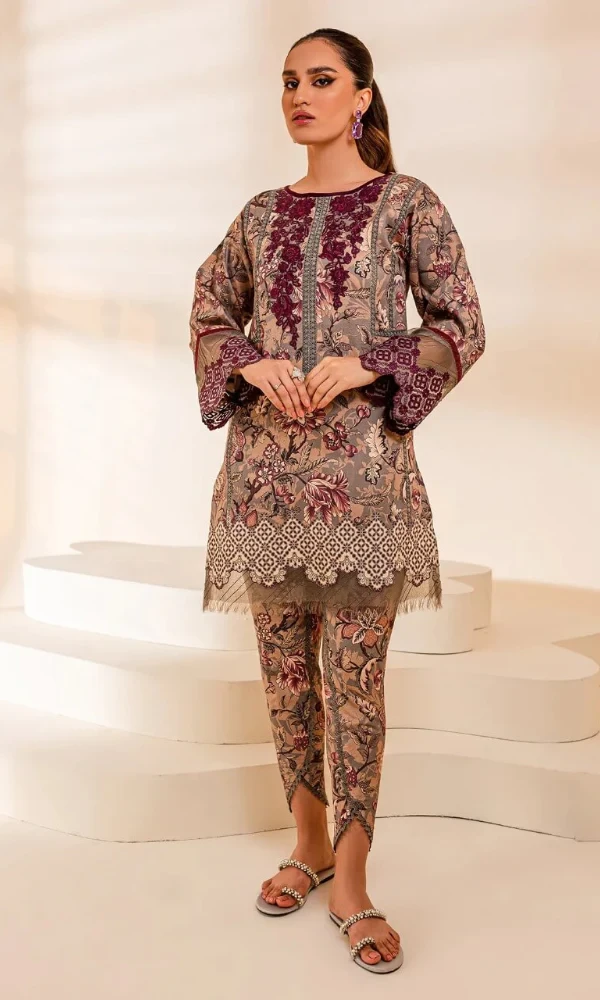 Jade- 2PC Lawn Neckline Printed Shirt With Printed Trouser price in Pakistan