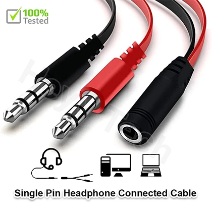 3.5mm Female to 2 Male Headphone Mic Audio Splitter Jack Cable Headset Adapter Kit Mutual Convertors for PS4,Xbox One S,Tablet,Mobile Phone,PC Gaming Headsets New Version Laptop Black and Red price in Pakistan