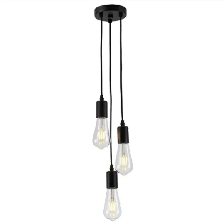 New 3in1 E27 Lamp Base Socket Ceiling Pendant Light Lamp Holder Black Lamp price in Pakistan