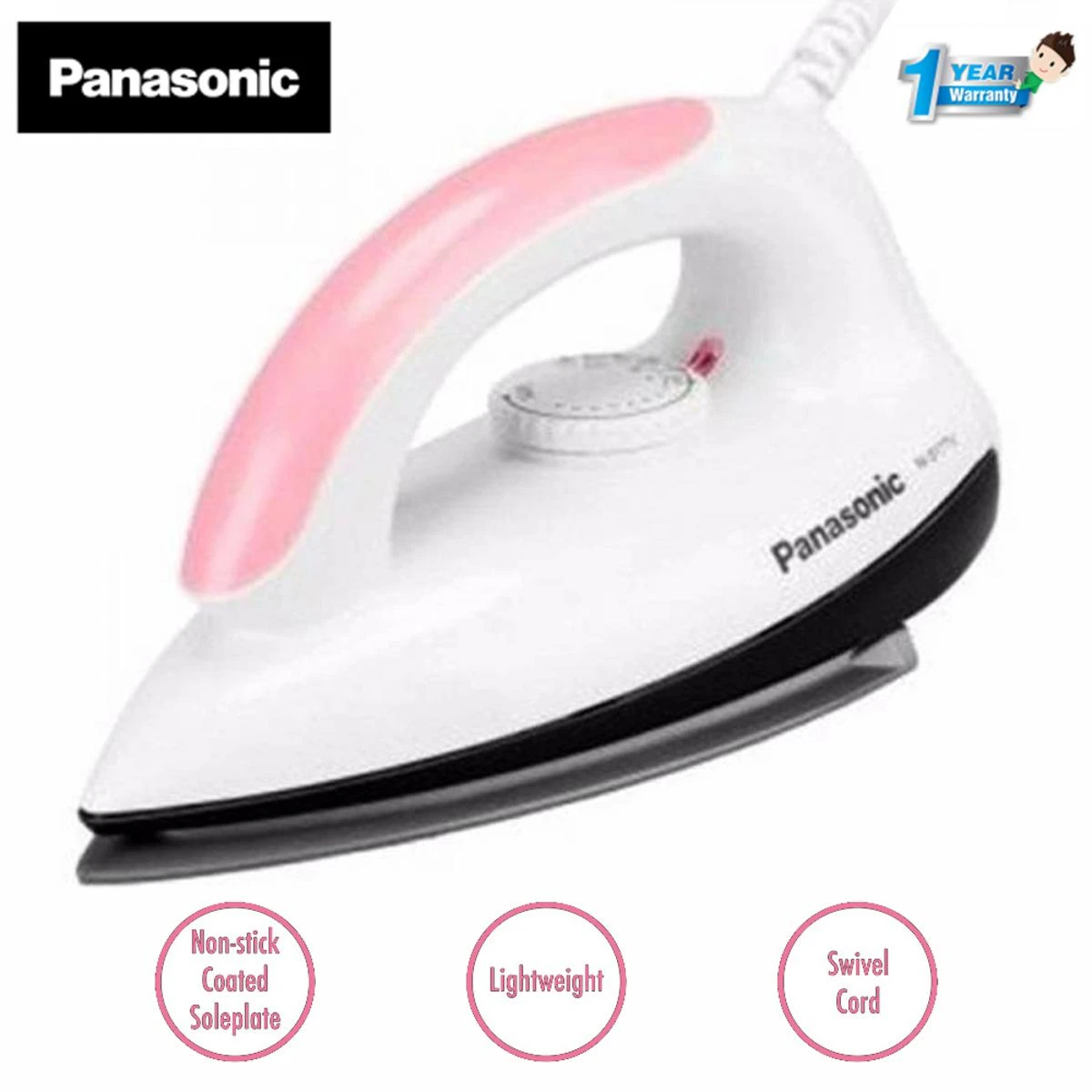 Panasonic 1 – 1000W Light Weight Dry Iron, Ni317t (Pink) price in Pakistan