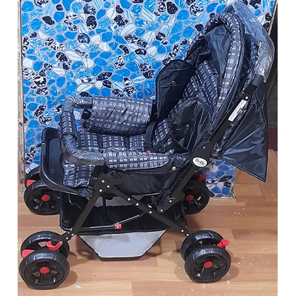 8 Big Tyres Alloy Foldable Baby Stroller Pram For Newborn Double Handle ( 2 in 1 Position ) price in Pakistan