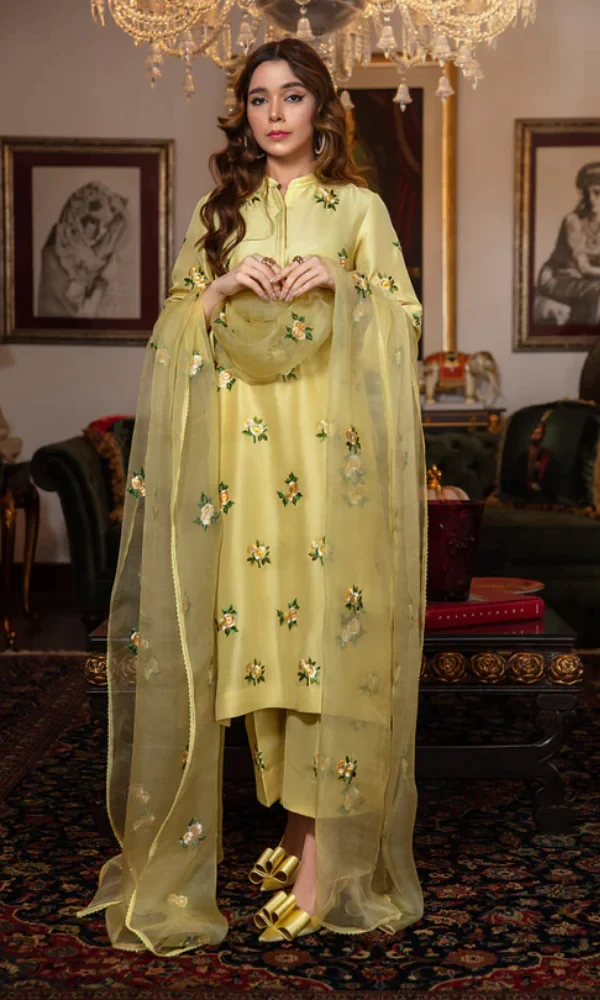 Bareeze – 3PC Shamoz Silk Heavy Embroidered Shirt With (D) price in Pakistan