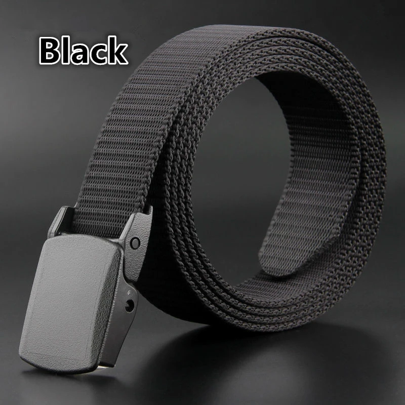 Men Military Army Style Canvas Stylist Buckle Belt Belts for Men Tali Pinggang Lelaki Plastic Buckle(Black) – intl price in Pakistan