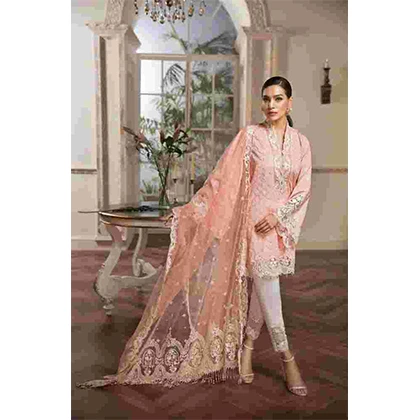 3PC Lawn Chicken Kari Neck Embroidered Shirt With Bamber Chiffon Embroidered Dupatta -BFAD806 (B) price in Pakistan