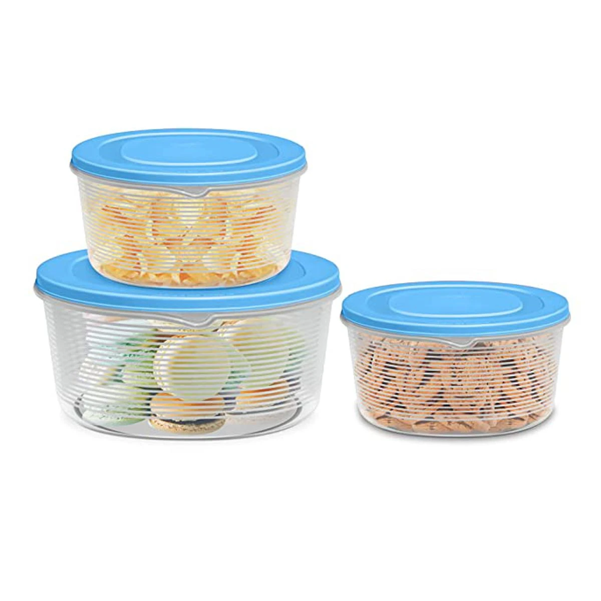 Luxury Mart 3 piece Bowl Set with Lids Kitchen Food Storage Containers, Plastic Airtight Nesting Stackable Meal Prep 3 Piece price in Pakistan