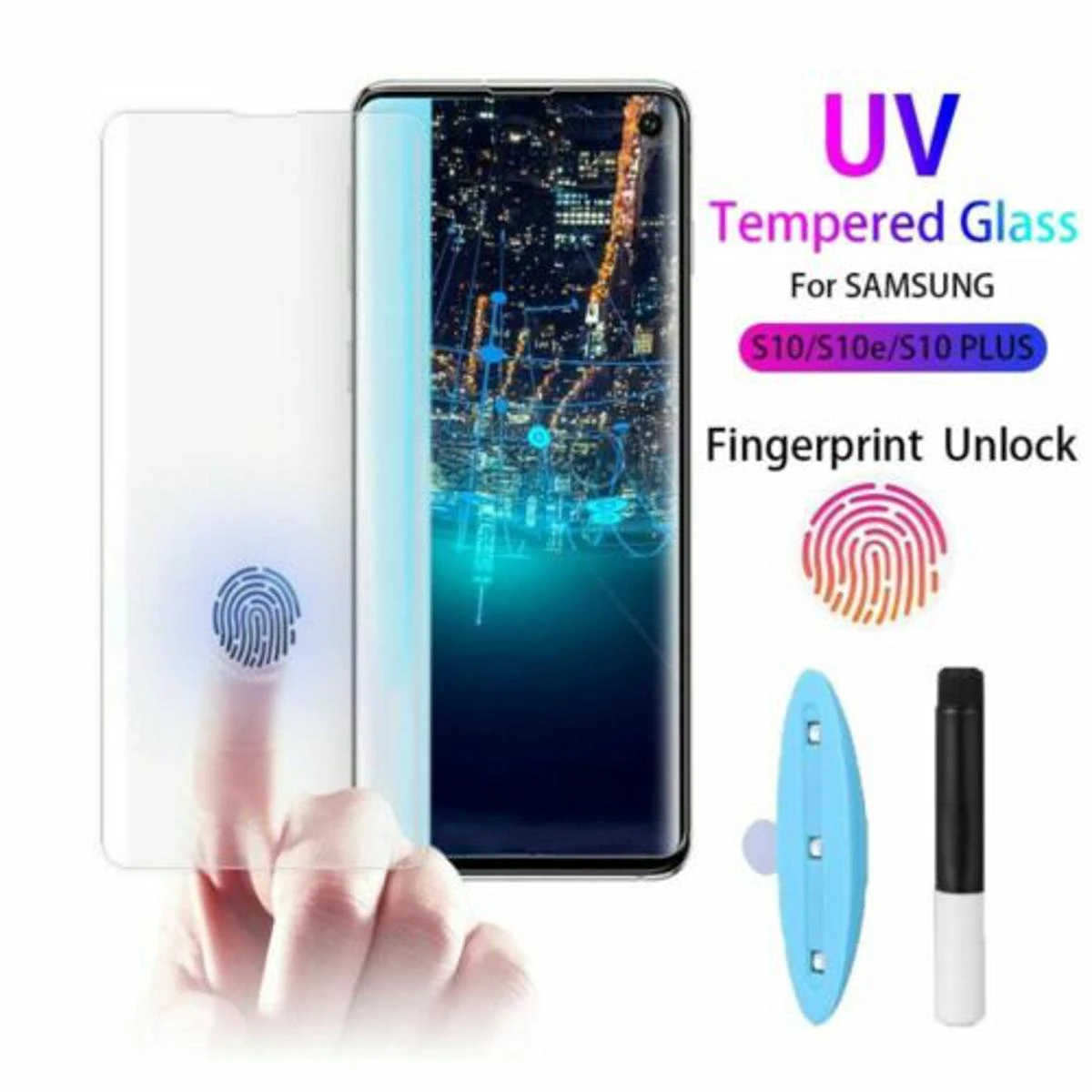 Samsung Galaxy S10 5G Full Edge 3D Curved Tempered Glass Film WUV Liquid Adhesive Light Installation Kit price in Pakistan