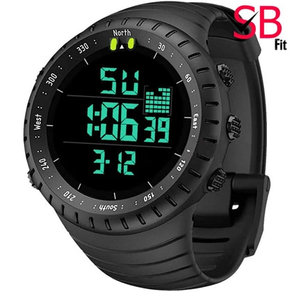 Jet Black Men’s Sport Watch  Water Resistant Led Fitted Watch For Men  SB Fit Watches For Boys price in Pakistan