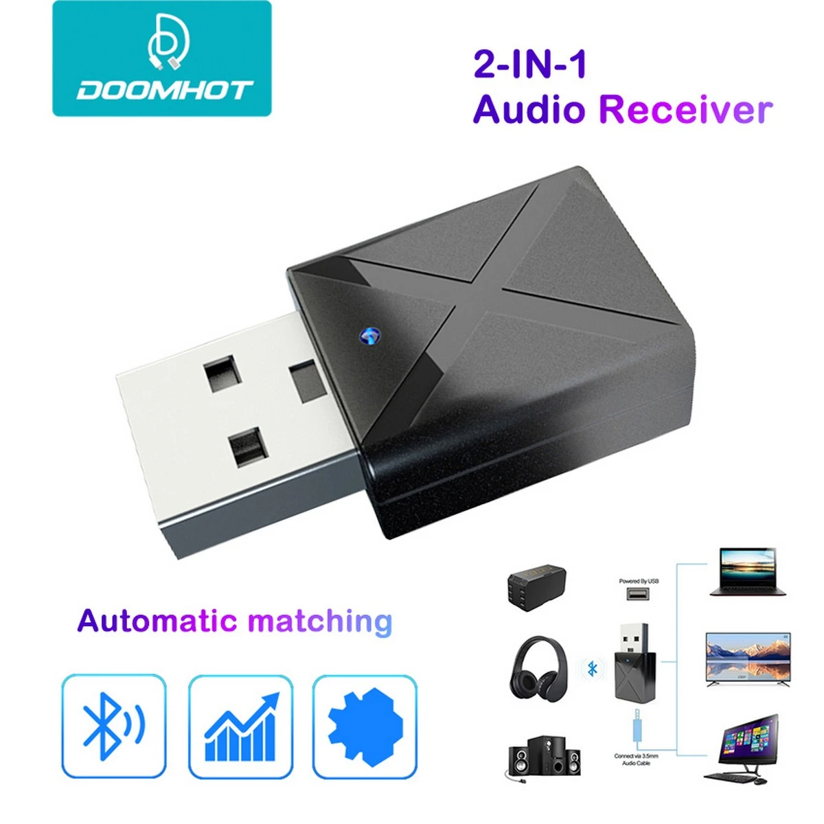 DoomHot Bluetooth Trans-mitters Receivers Wireless Adapter Audio Re-ceiver Dongle USB price in Pakistan