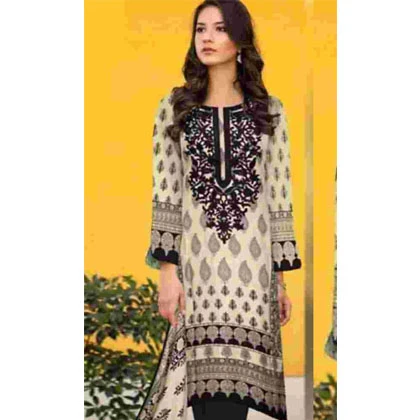 3PC Lawn Neckline Embroidered Shirt with Printed Chiffon Dupatta (D) price in Pakistan