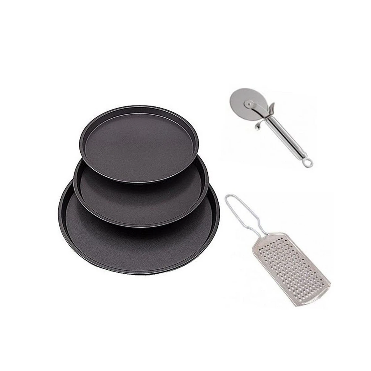 Pack of 3 PIzza Pan Set With Pizza Cutter And Cheese Grater price in Pakistan