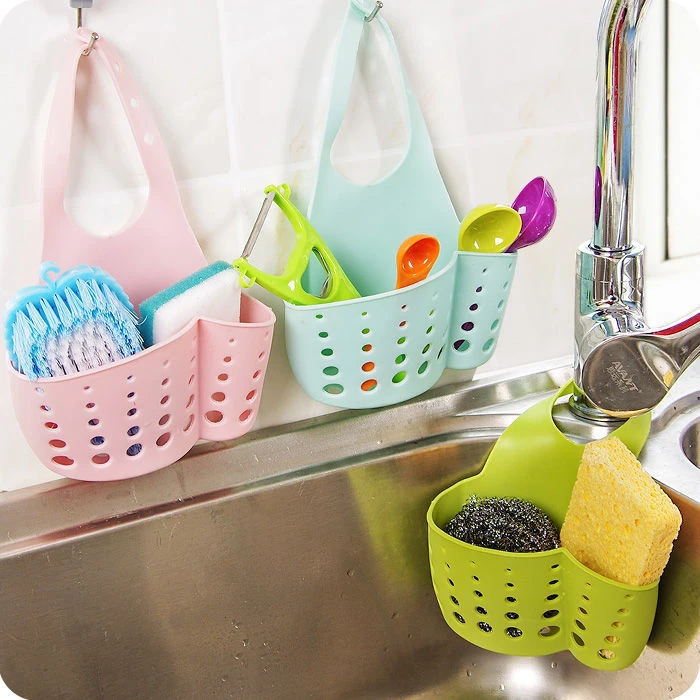 New High Quality Kitchen dishwashing cloth sponge storage bag sink soap holder portable home hanging drain bag tool storage basket price in Pakistan