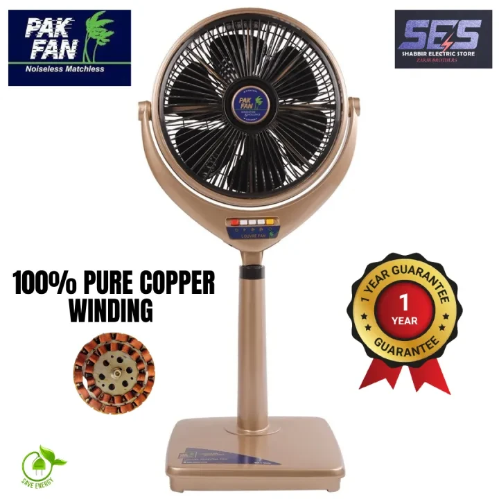 PAK PEDESTAL  STANDING FAN 14 INCHES 100% COPPER WINDING  WIRE ENERGY price in Pakistan