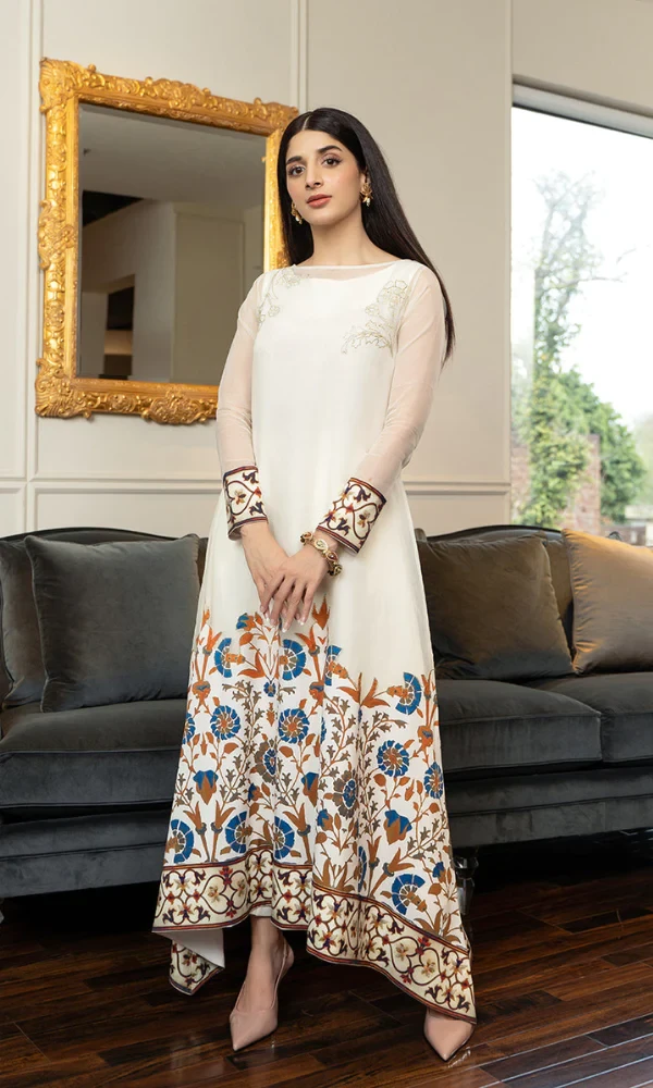 Lulusar – 2PC Heavy Embroidered Organza Frock (D) price in Pakistan