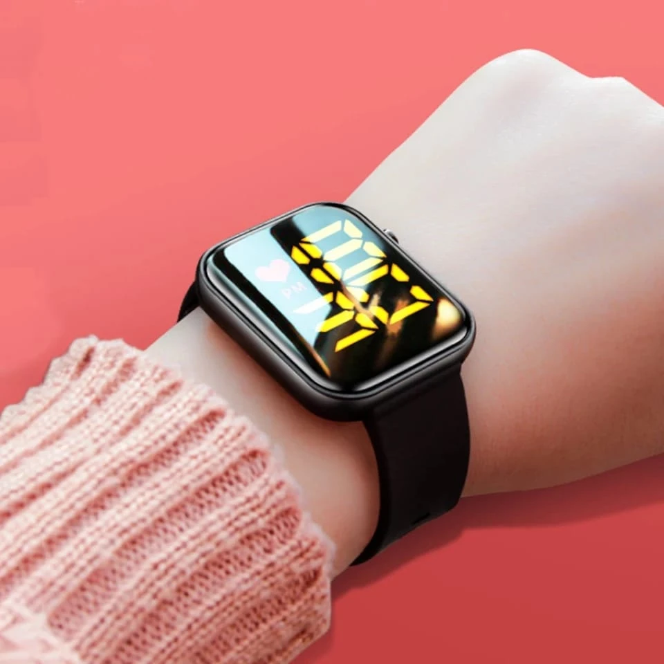 Y1 waterproof Led watch Black trendy square Watch for unisex boys and girls smart band New stylish watch led square watch smart band digital led watch 2021 for unisex price in Pakistan