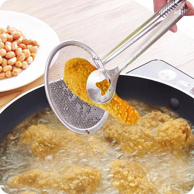 Multi-functional 2 in 1 Fry Tool Filter Spoon Strainer With Clip,Oil Frying BBQ Filter Stainless Steel price in Pakistan
