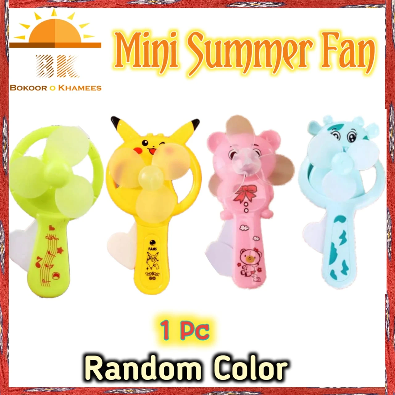 BK Cartoon Cute Hand Pressure Small Fan Handheld Manual Fan Portable Mini Sweet Hand Held Student Toy Fan price in Pakistan