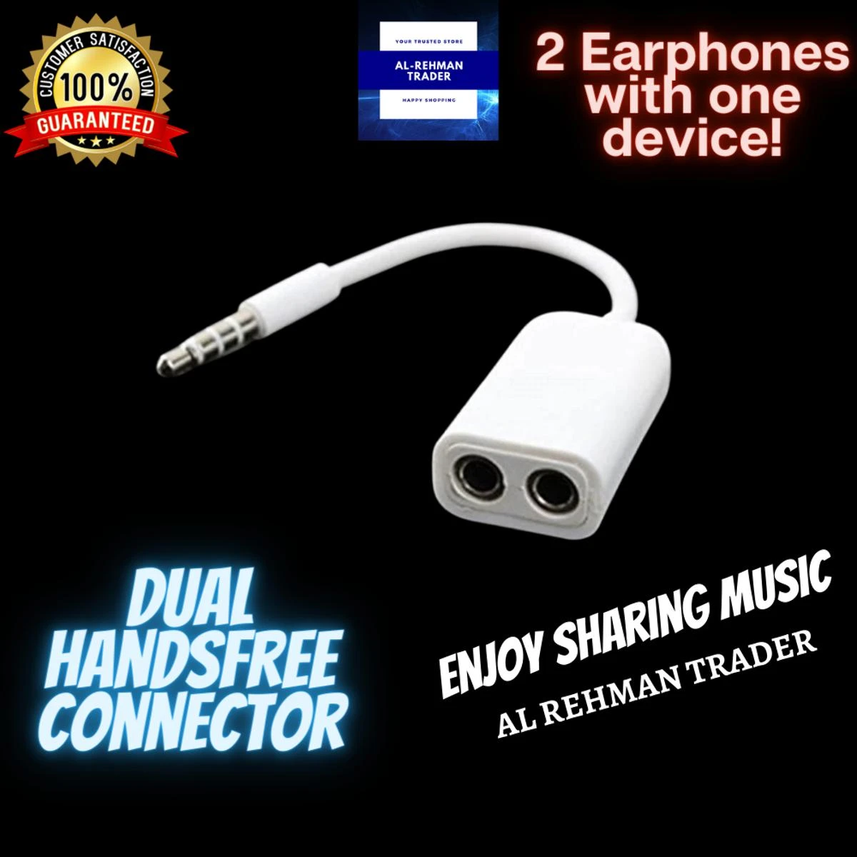 MAXSIZ Dual handsfree connector adapter, 2 in 1 Double Earphone connector splitter price in Pakistan