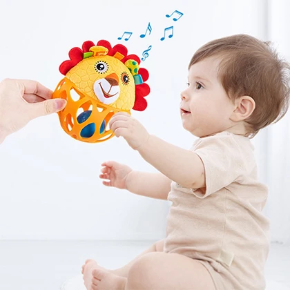 JOLLYBABY Baby Cloth Toys 0-12 Months Rattle Ball Teether Tactile Perception Animal Learning Plush Hand Grasp Ball Lion Ball price in Pakistan