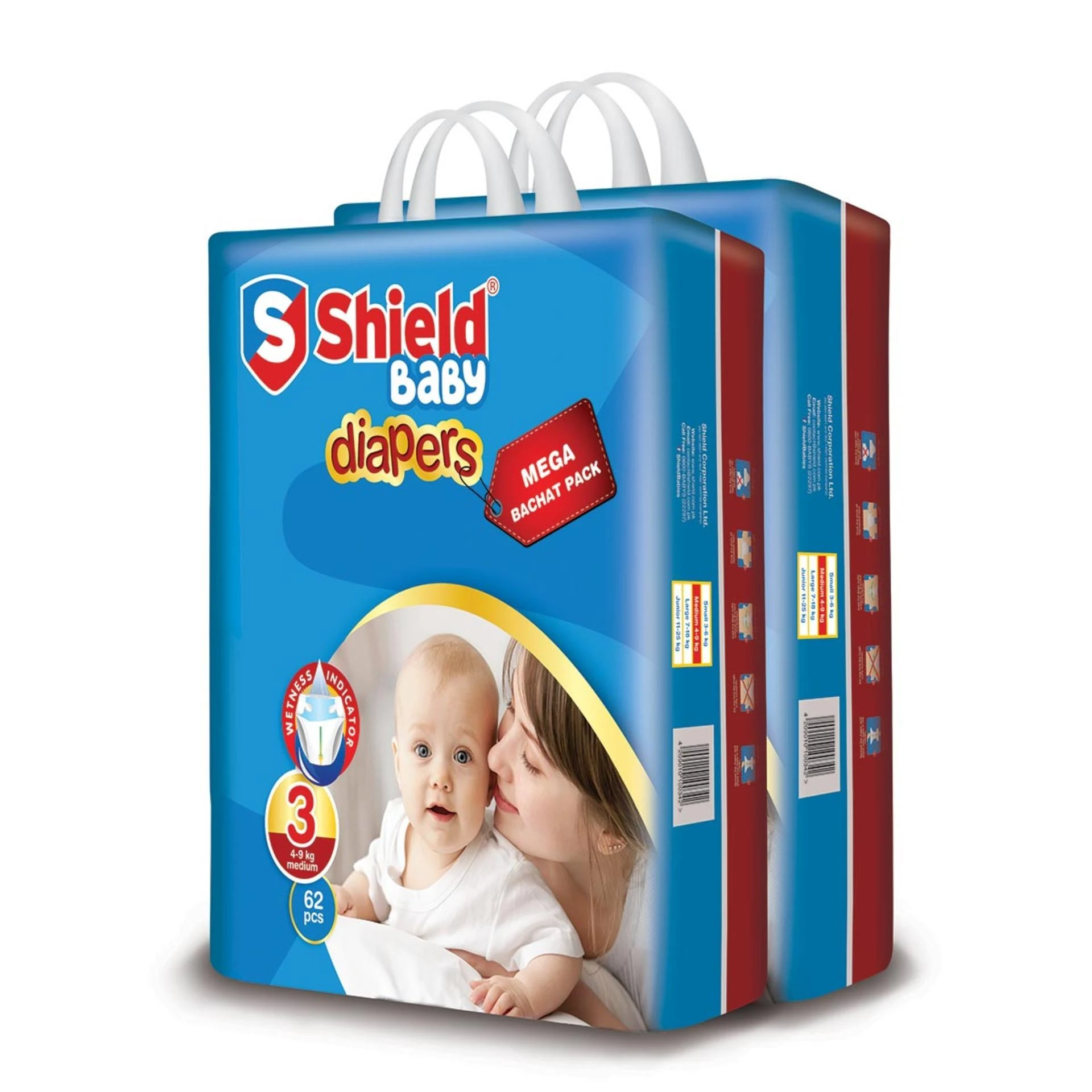 Shield-DiaperMegaBachatPackMedium(62-Diapers,04-09Kg price in Pakistan