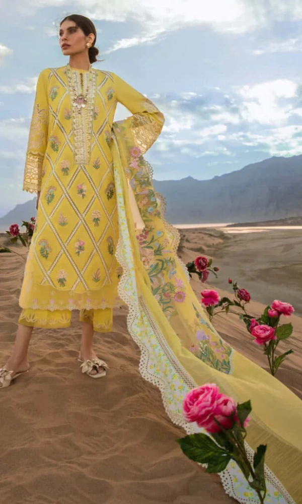 Crimson – 3PC Lawn Heavy Embroidered Chickan Kari Lawn price in Pakistan