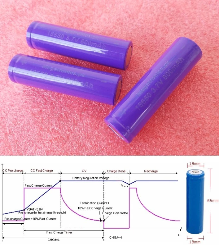 3.7V-4.2V 800mAh 18650 rechargeable battery cell price in Pakistan