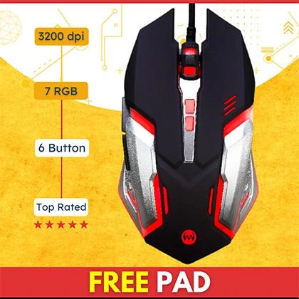 Ovleng Crypto VX9 8000 DPI RGB Gaming Mouse with 6 Programmable Buttons for Pro Gamers price in Pakistan