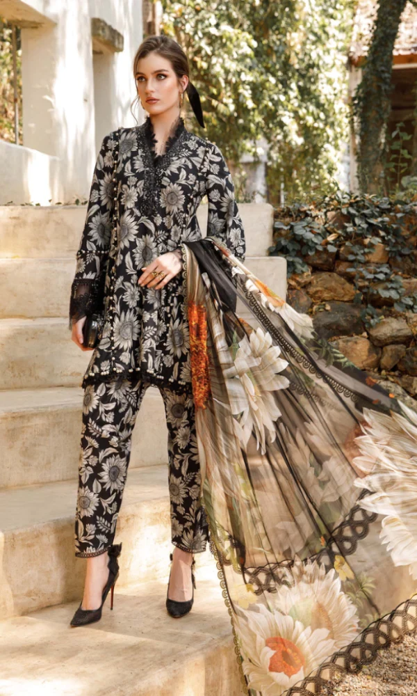 MARIA.B – 3PC Lawn Printed Shirt With Lawn Printed Dupatta price in Pakistan