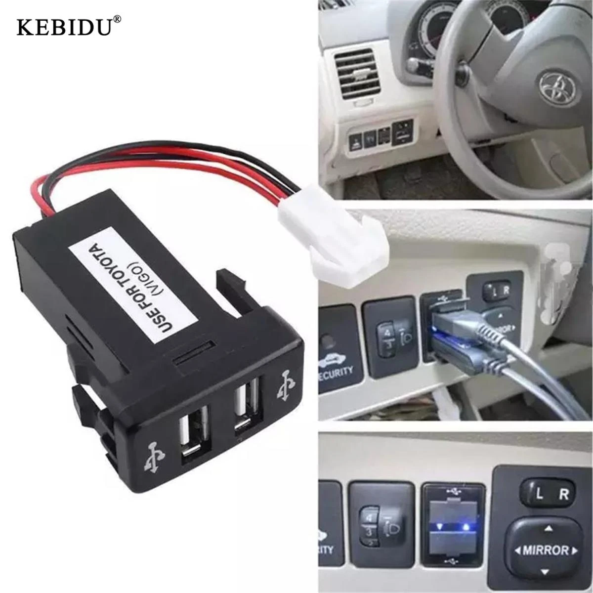Kebidu Dual USB Car Charger 12V~24V to 5V 2.1A USB Vehicle Car Power Inverter Converter for TOYOTA VIGO price in Pakistan