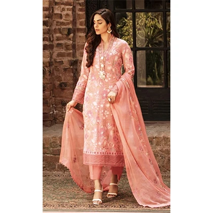 3PC Lawn Embroidered Shirt with Embroidered Bamber Chiffon Dupattaa (D) price in Pakistan