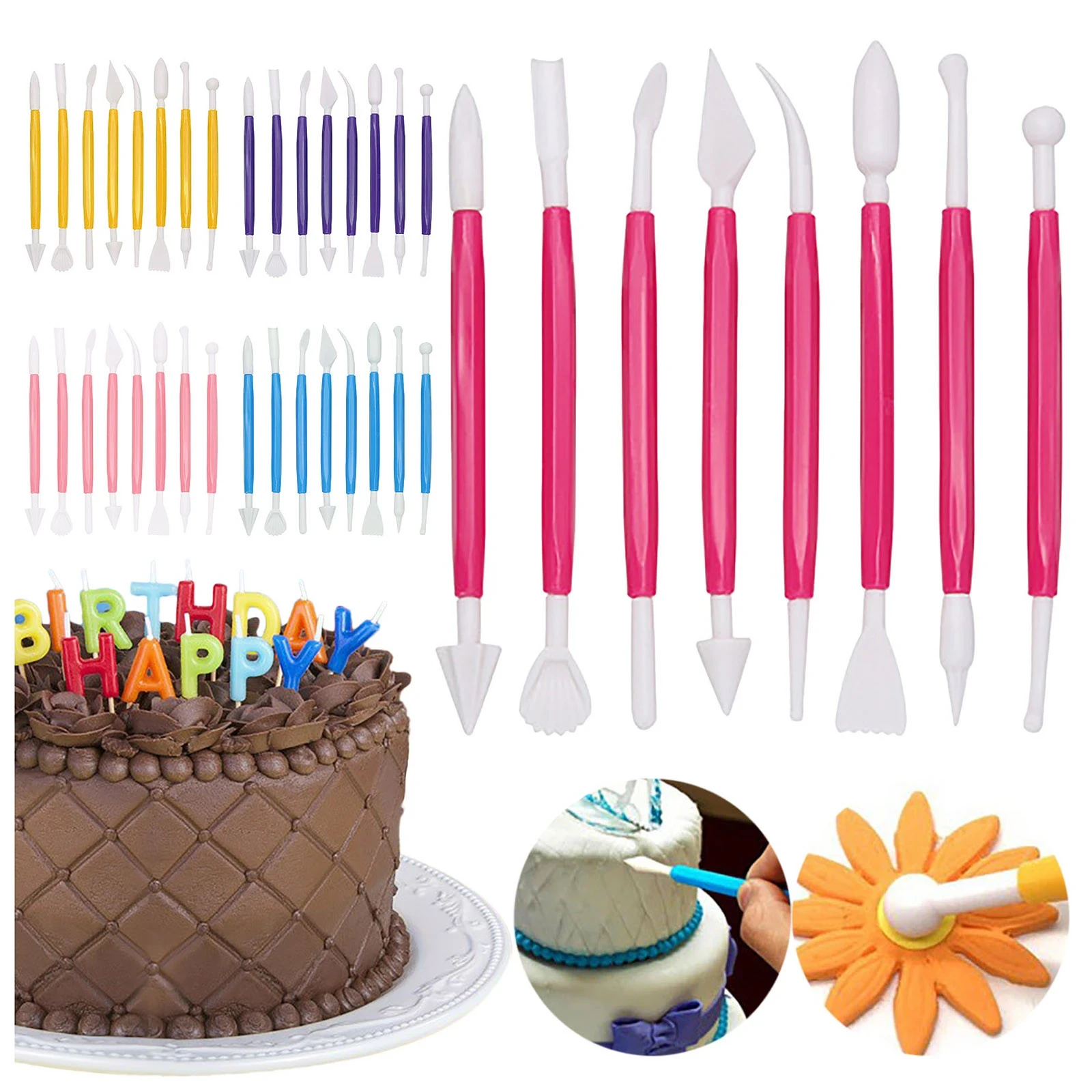 DIY Plastic Baking Craft Tool 8pcsSet Sugar Craft Fondant Cake Pastry Carving Cutter price in Pakistan