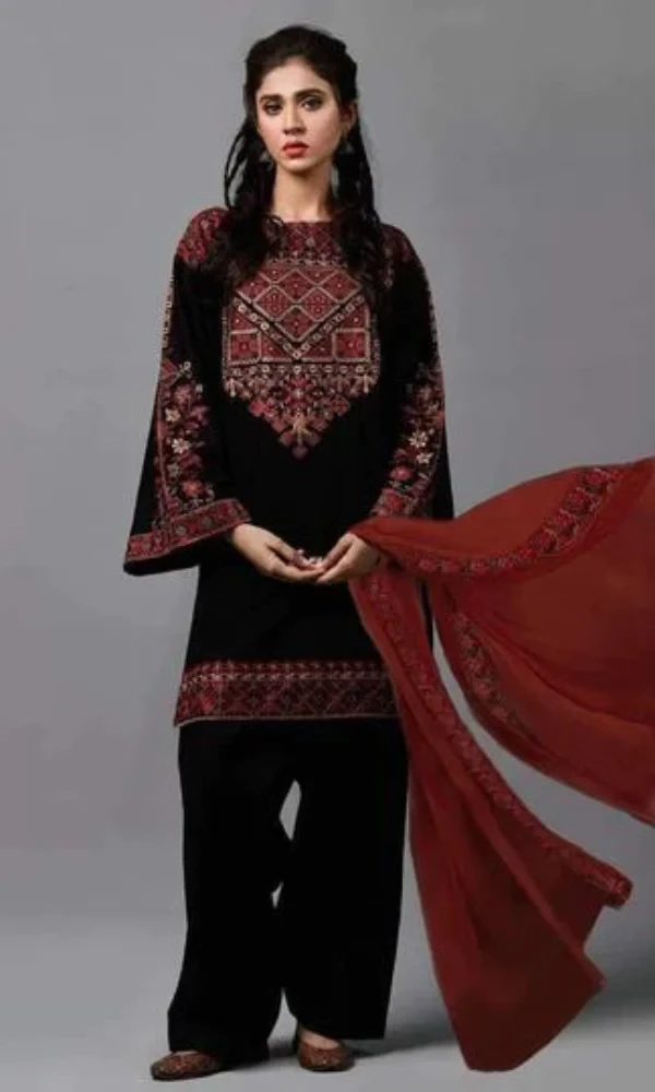 Kayseria-3PC Heavy Embroidered Shirt With (D) price in Pakistan