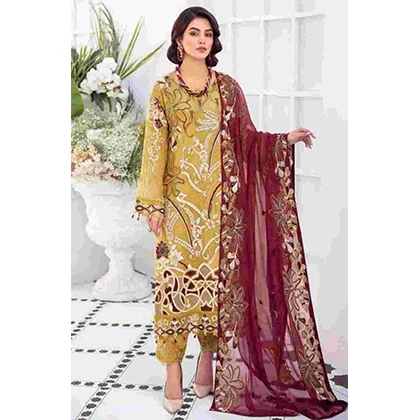 3PC Lawn Heavy Embroidered Shirt With Bamber Chiffon Embroidered Dupatta -BFFC839 (B) price in Pakistan